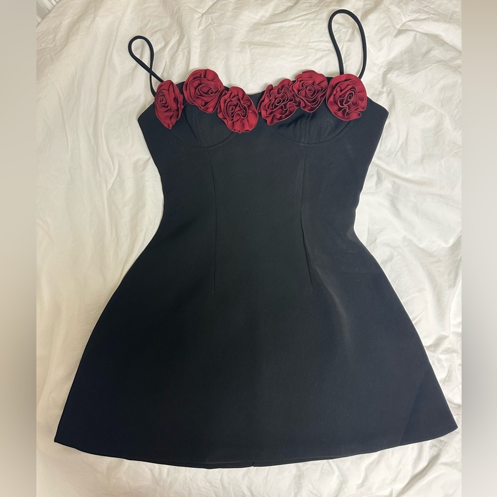 Black Dress with Red Roses
